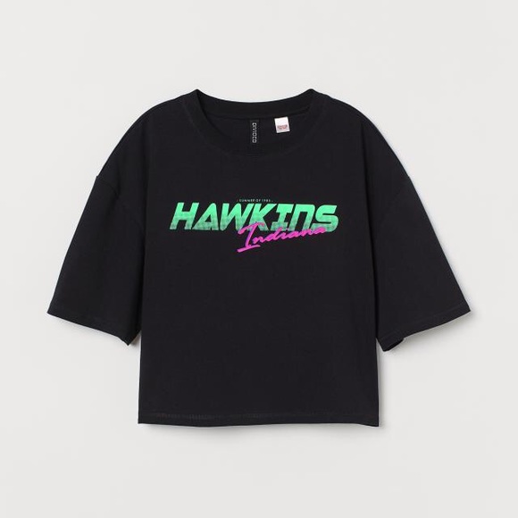 H&M Tops - Stranger Things x H&M Hawkins Boxy Crop Tee